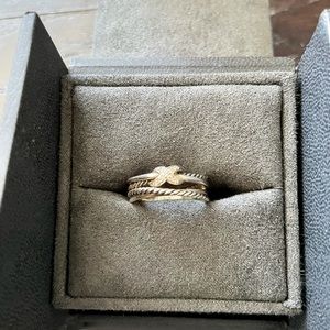 925 silver David Yurman ring size 6.5 , with diamond detailing on the X .